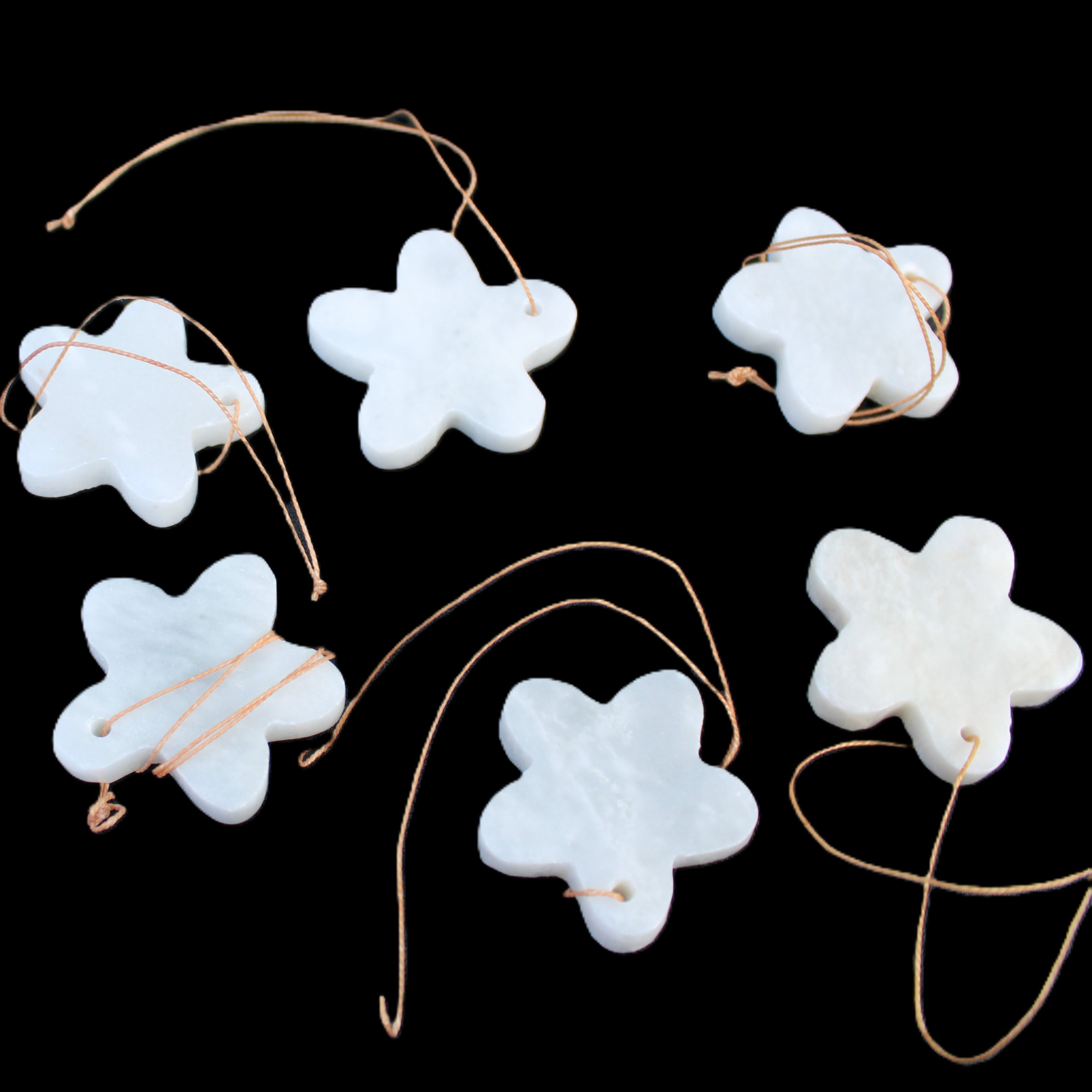 Christmas tree decoration shapes - 6 White Jade 38-48mm 60-100g in sunlight - Rocks and Things Store