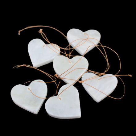 Christmas tree decoration shapes - 6 White Jade 38-48mm 60-100g in sunlight - Rocks and Things Store