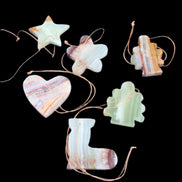 Christmas tree decoration shapes - 6 Afghan Jade 34-38mm 85-95g in sunlight - Rocks and Things Store