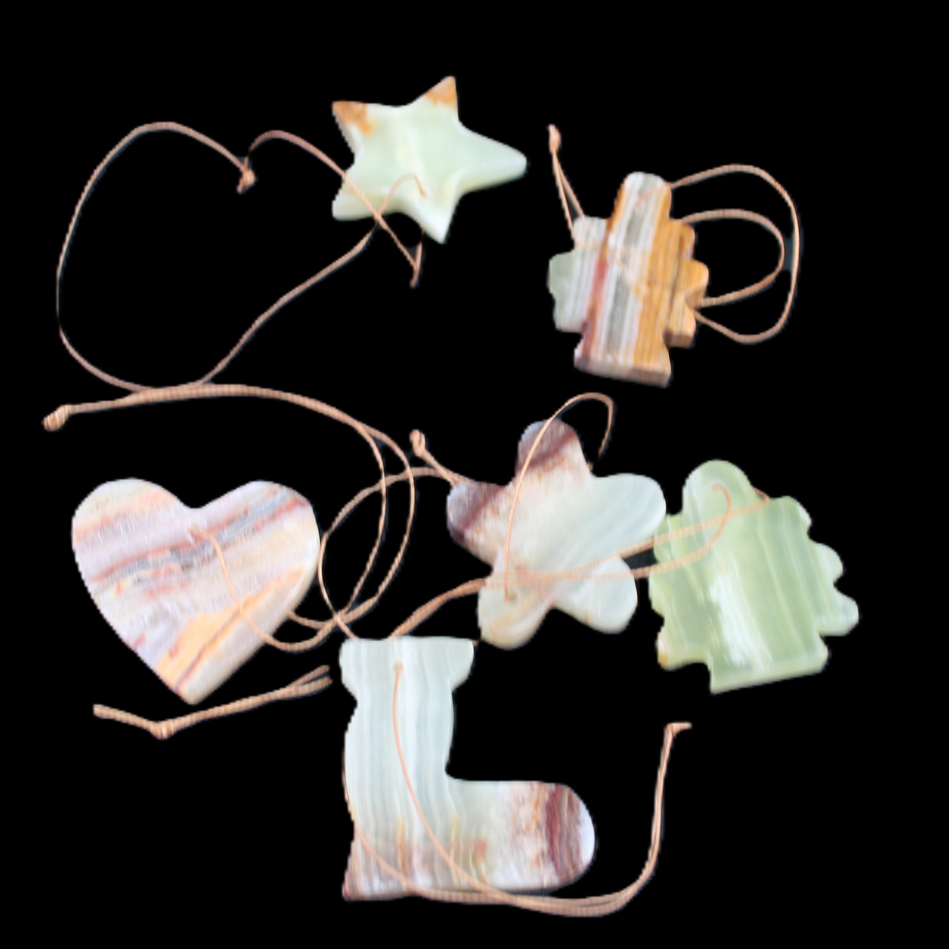 Christmas tree decoration shapes - 6 Afghan Jade 34-38mm 85-95g in sunlight - Rocks and Things Store