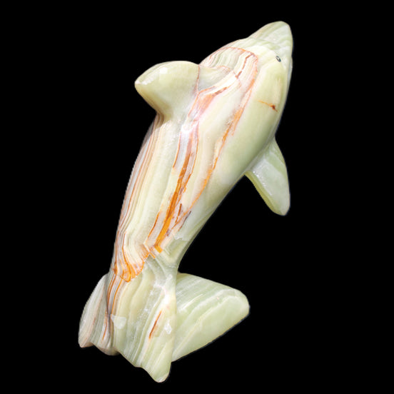 Afghan Jade Leaping Dolphin hand-carved 81*88*31mm 176g in sunlight - Rocks and Things Store