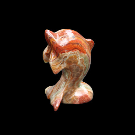 Colouful Afghan Jade Leaping Dolphin hand-carved 83*53*33mm 184g in sunlight - Rocks and Things Store