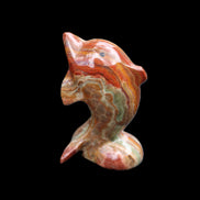 Colouful Afghan Jade Leaping Dolphin hand-carved 83*53*33mm 184g in sunlight - Rocks and Things Store