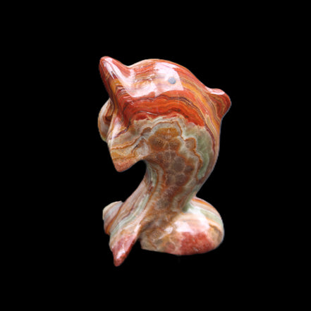 Colouful Afghan Jade Leaping Dolphin hand-carved 83*53*33mm 184g in sunlight - Rocks and Things Store