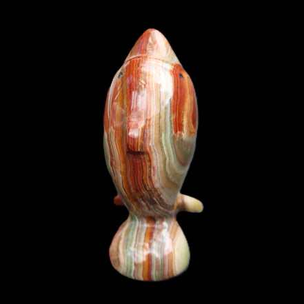 Colouful Afghan Jade Leaping Dolphin hand-carved 83*53*33mm 184g in sunlight - Rocks and Things Store