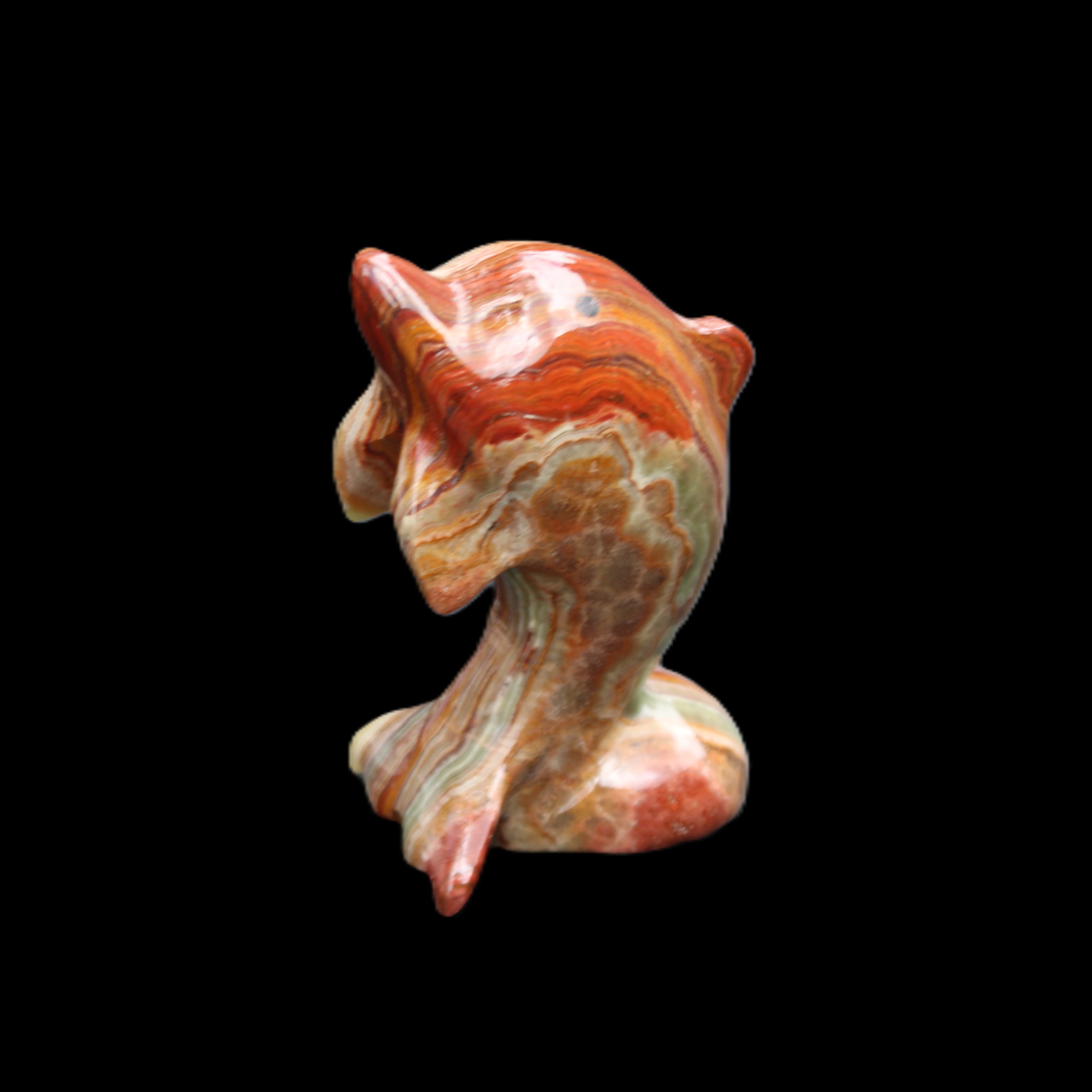 Colouful Afghan Jade Leaping Dolphin hand-carved 83*53*33mm 184g in sunlight - Rocks and Things Store
