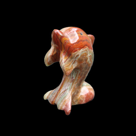 Colouful Afghan Jade Leaping Dolphin hand-carved 83*53*33mm 184g in sunlight - Rocks and Things Store