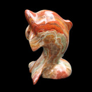 Colouful Afghan Jade Leaping Dolphin hand-carved 83*53*33mm 184g in sunlight - Rocks and Things Store