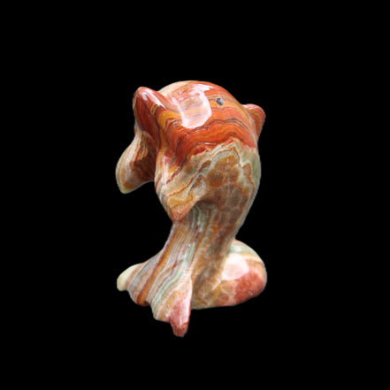 Colouful Afghan Jade Leaping Dolphin hand-carved 83*53*33mm 184g in sunlight - Rocks and Things Store