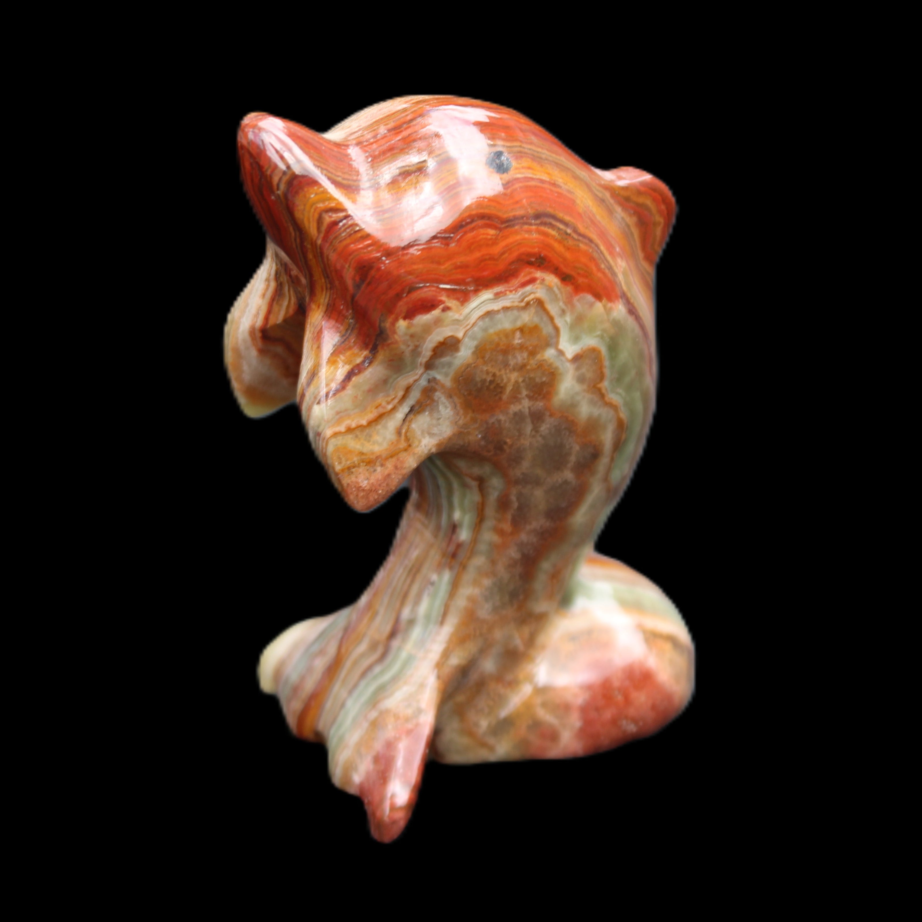 Colouful Afghan Jade Leaping Dolphin hand-carved 83*53*33mm 184g in sunlight - Rocks and Things Store