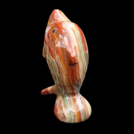 Colouful Afghan Jade Leaping Dolphin hand-carved 83*53*33mm 184g in sunlight - Rocks and Things Store
