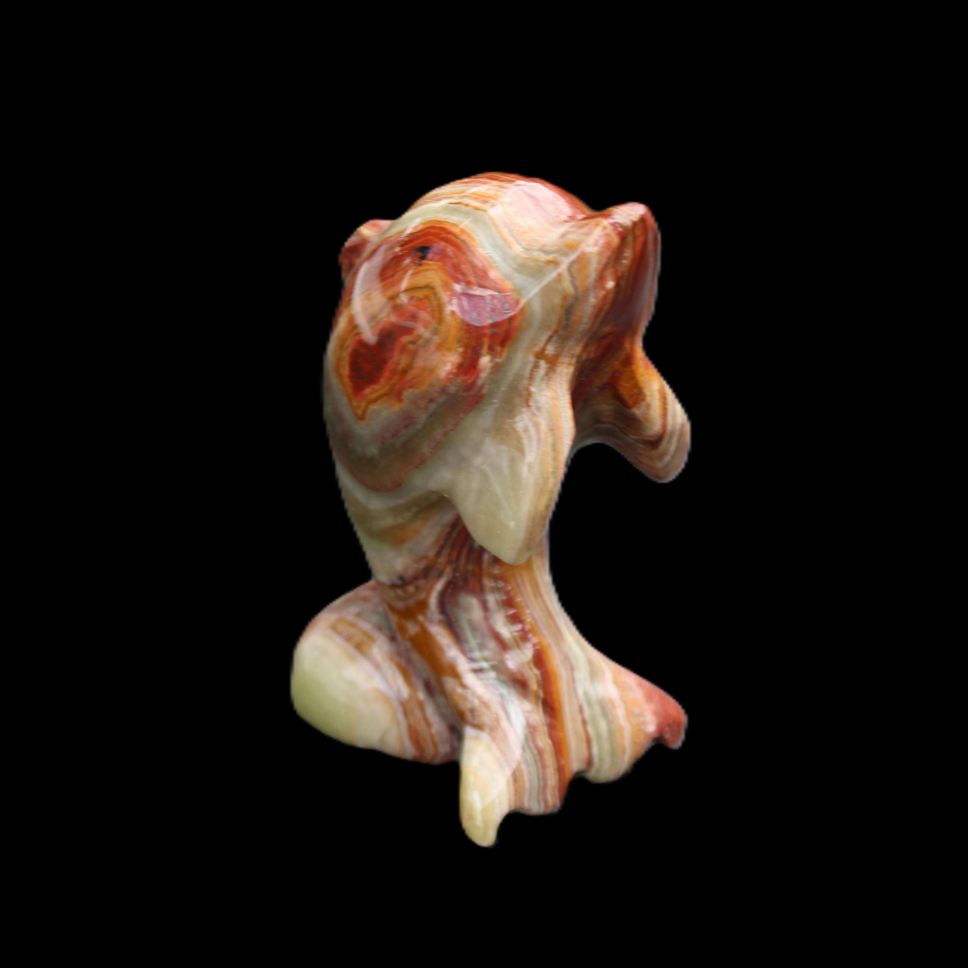 Colouful Afghan Jade Leaping Dolphin hand-carved 83*53*33mm 184g in sunlight - Rocks and Things Store