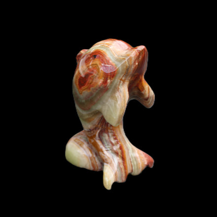 Colouful Afghan Jade Leaping Dolphin hand-carved 83*53*33mm 184g in sunlight - Rocks and Things Store