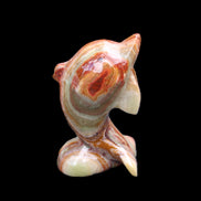 Colouful Afghan Jade Leaping Dolphin hand-carved 83*53*33mm 184g in sunlight - Rocks and Things Store