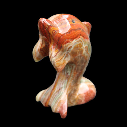 Colouful Afghan Jade Leaping Dolphin hand-carved 83*53*33mm 184g in sunlight - Rocks and Things Store