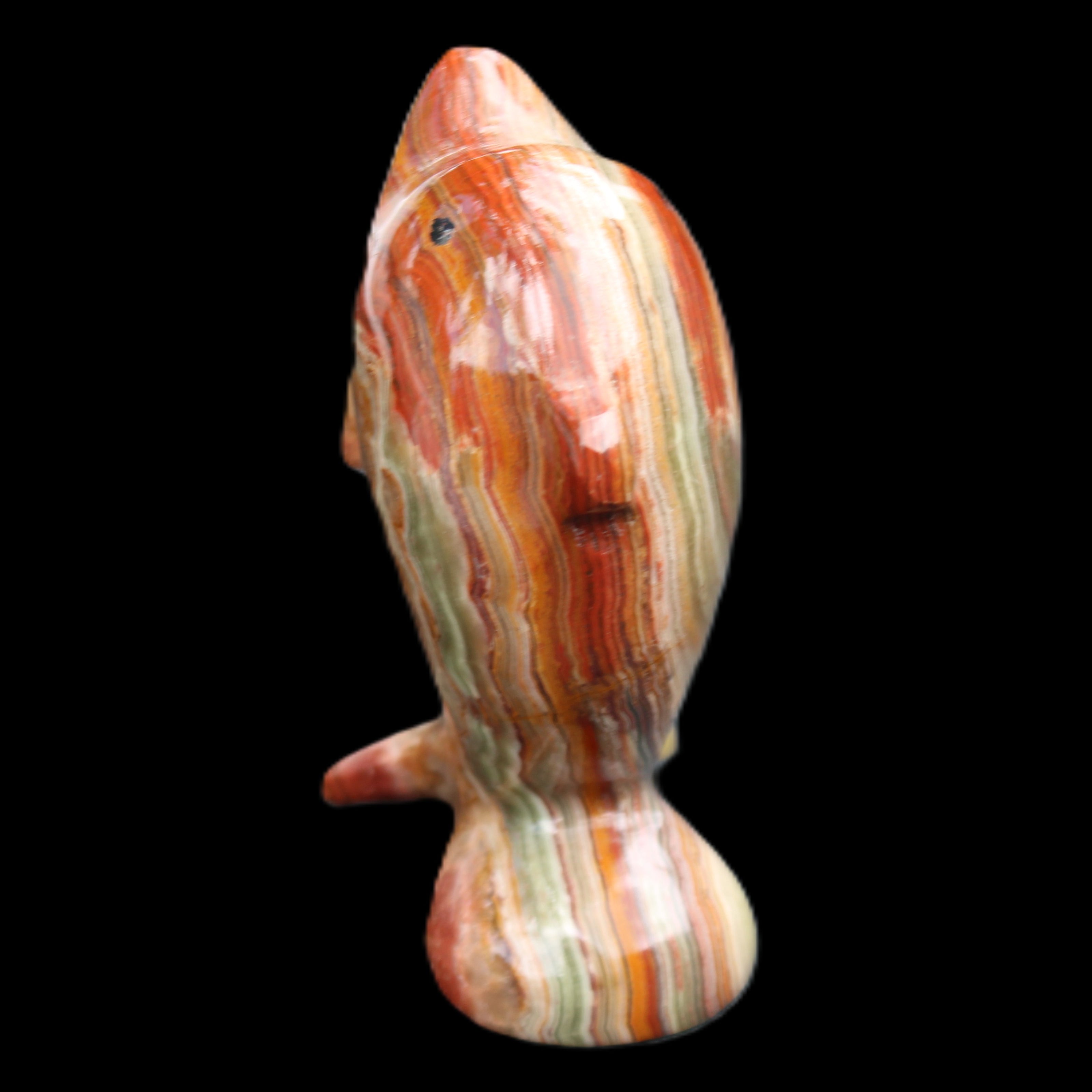 Colouful Afghan Jade Leaping Dolphin hand-carved 83*53*33mm 184g in sunlight - Rocks and Things Store