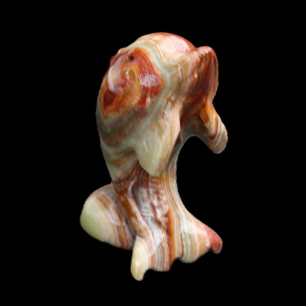 Colouful Afghan Jade Leaping Dolphin hand-carved 83*53*33mm 184g in sunlight - Rocks and Things Store