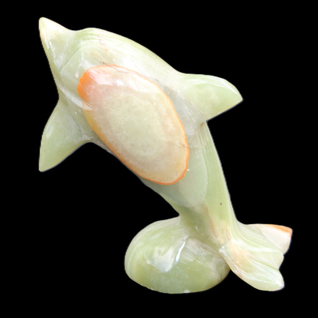 Afghan Jade Leaping Dolphin hand-carved 95*69*34mm 190g in sunlight - Rocks and Things Store