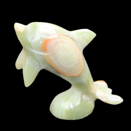 Afghan Jade Leaping Dolphin hand-carved 95*69*34mm 190g in sunlight - Rocks and Things Store