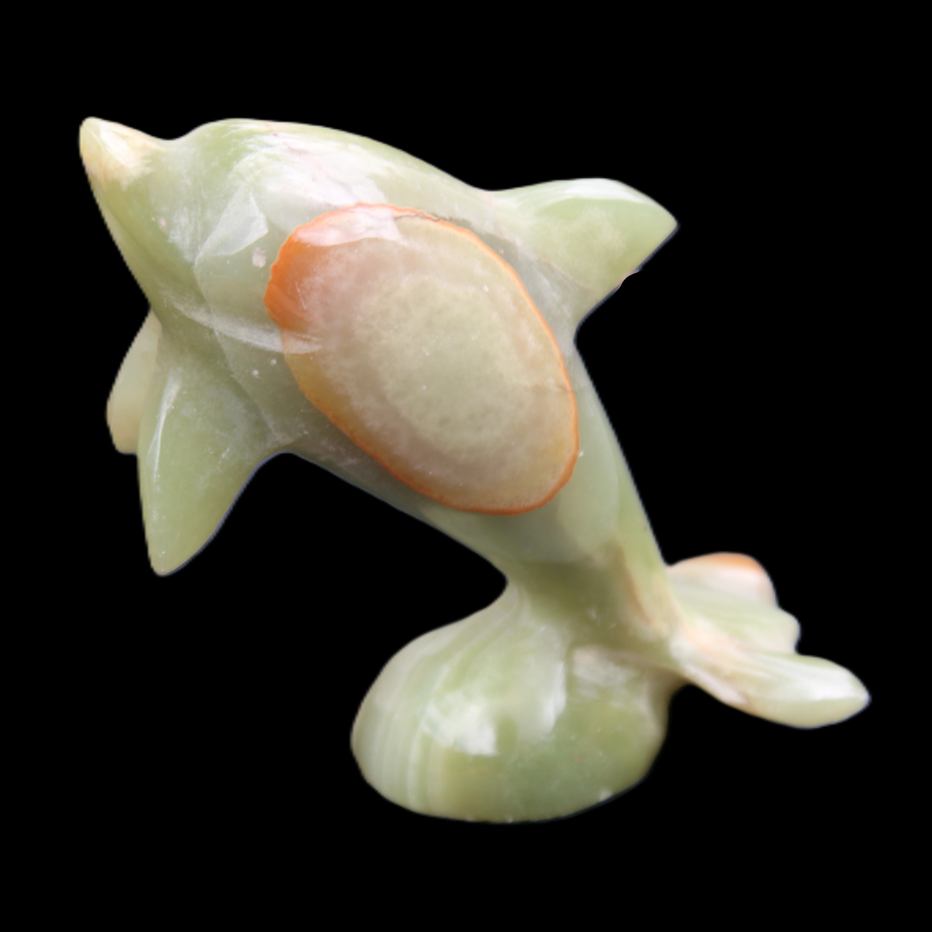 Afghan Jade Leaping Dolphin hand-carved 95*69*34mm 190g in sunlight - Rocks and Things Store