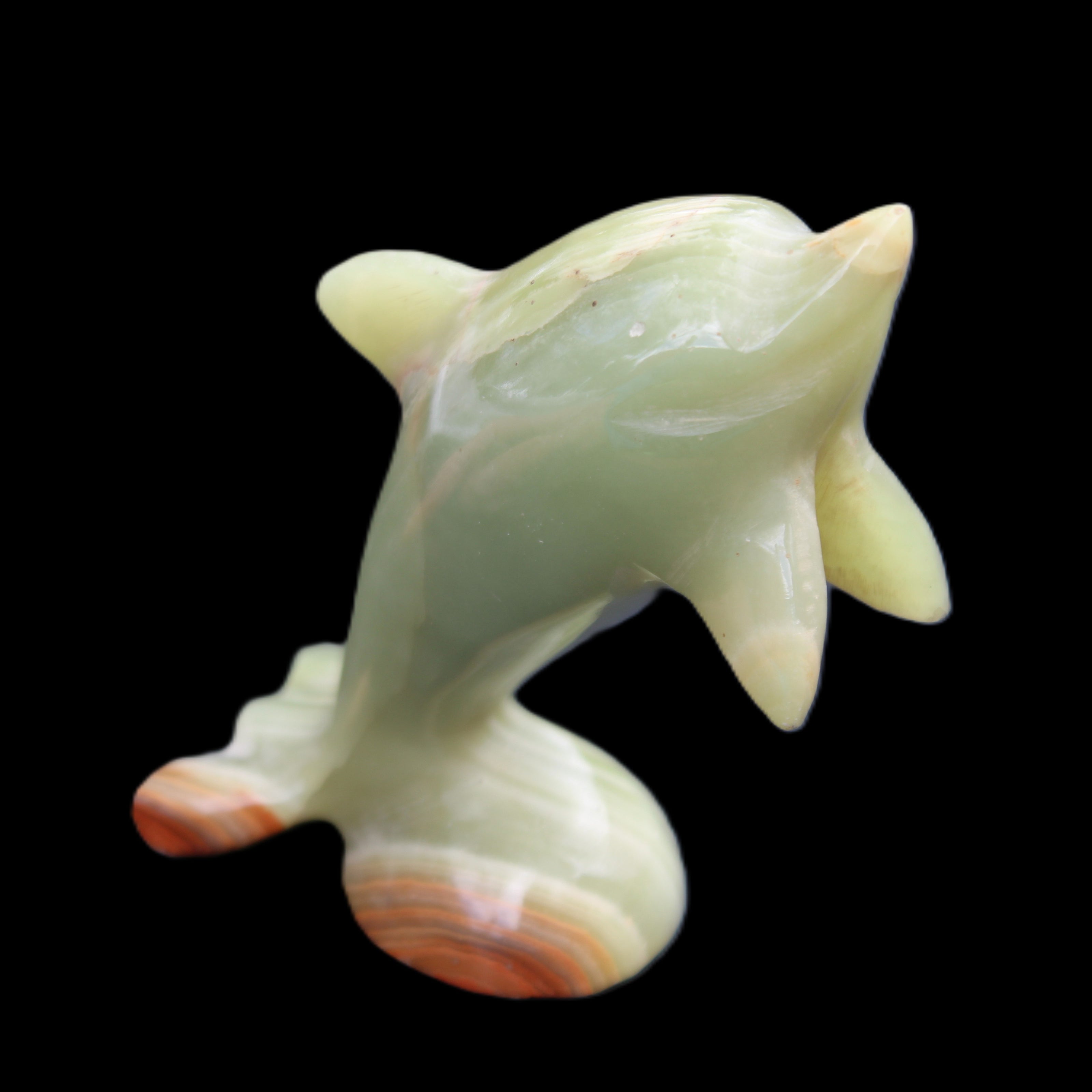 Afghan Jade Leaping Dolphin hand-carved 95*69*34mm 190g in sunlight - Rocks and Things Store