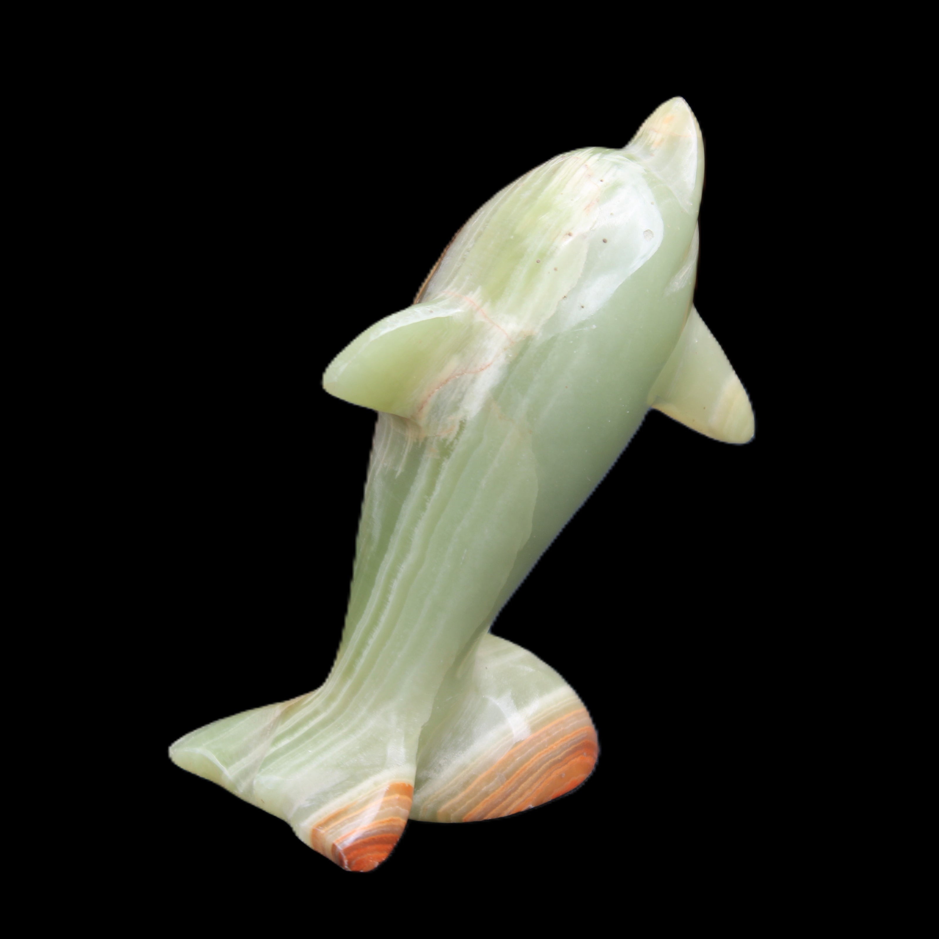 Afghan Jade Leaping Dolphin hand-carved 95*69*34mm 190g in sunlight - Rocks and Things Store