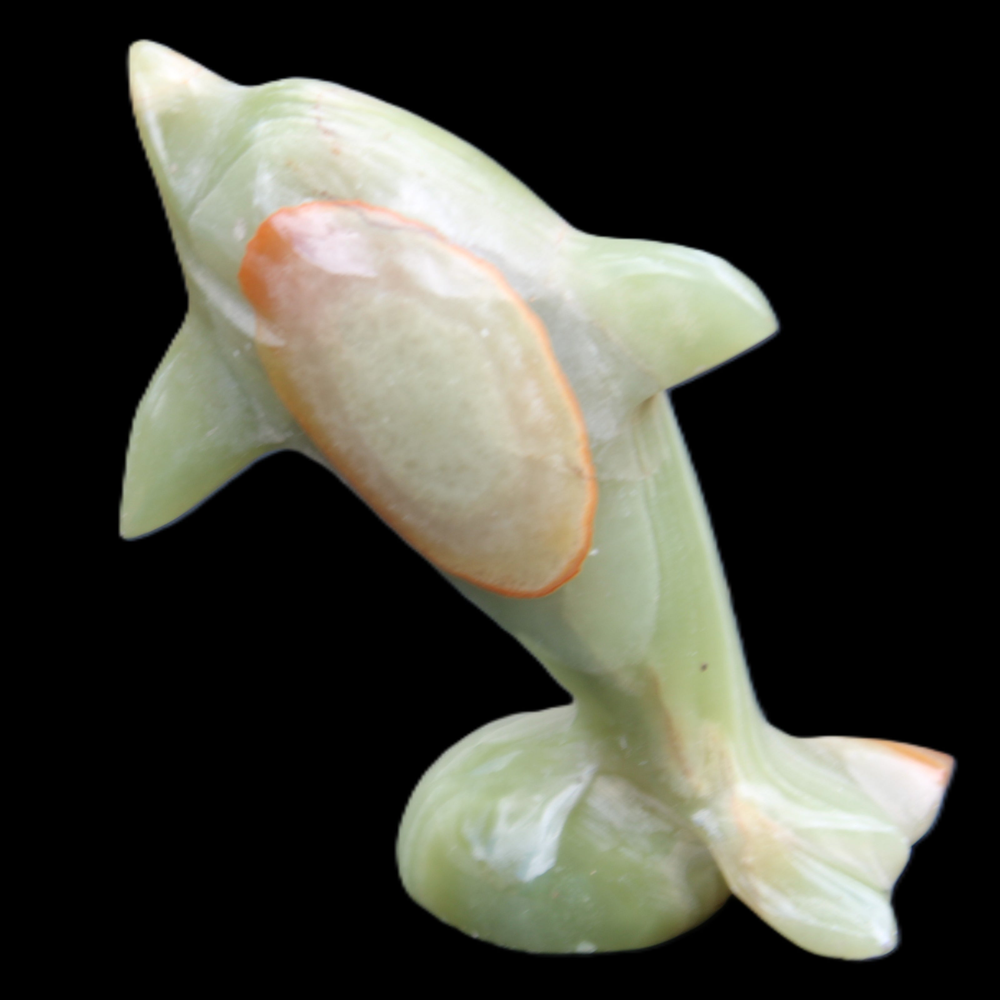 Afghan Jade Leaping Dolphin hand-carved 95*69*34mm 190g in sunlight - Rocks and Things Store