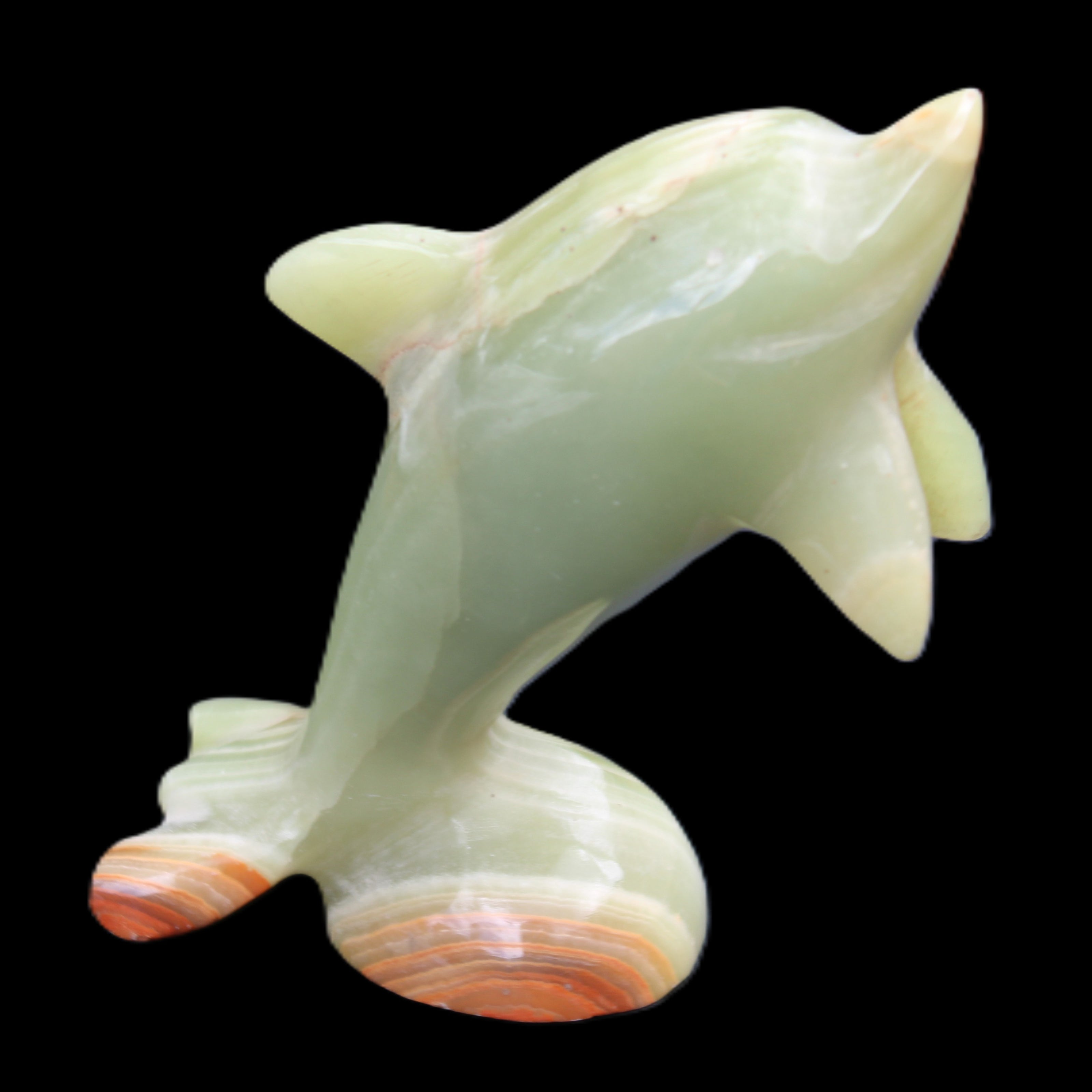 Afghan Jade Leaping Dolphin hand-carved 95*69*34mm 190g in sunlight - Rocks and Things Store