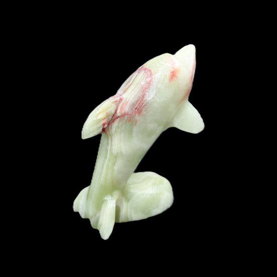 Afghan Jade Leaping Dolphin hand-carved 78*59*30mm 125g in sunlight - Rocks and Things Store