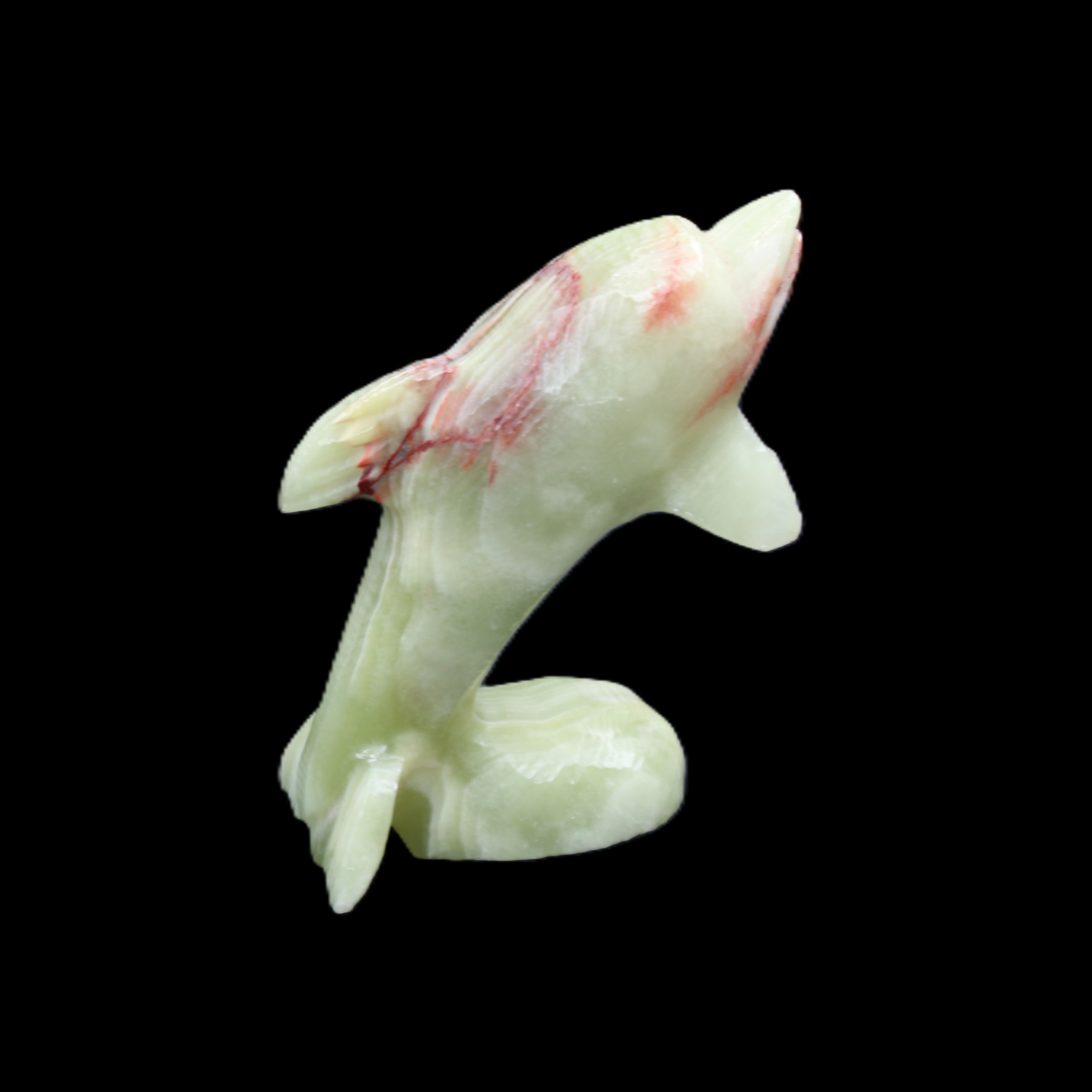 Afghan Jade Leaping Dolphin hand-carved 78*59*30mm 125g in sunlight - Rocks and Things Store