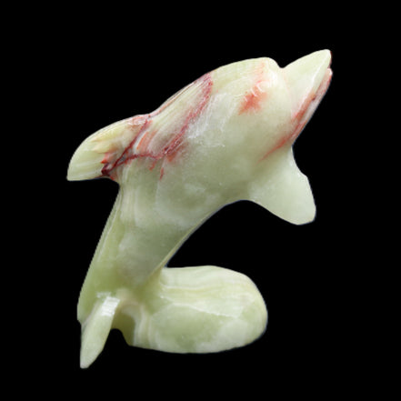 Afghan Jade Leaping Dolphin hand-carved 78*59*30mm 125g in sunlight - Rocks and Things Store