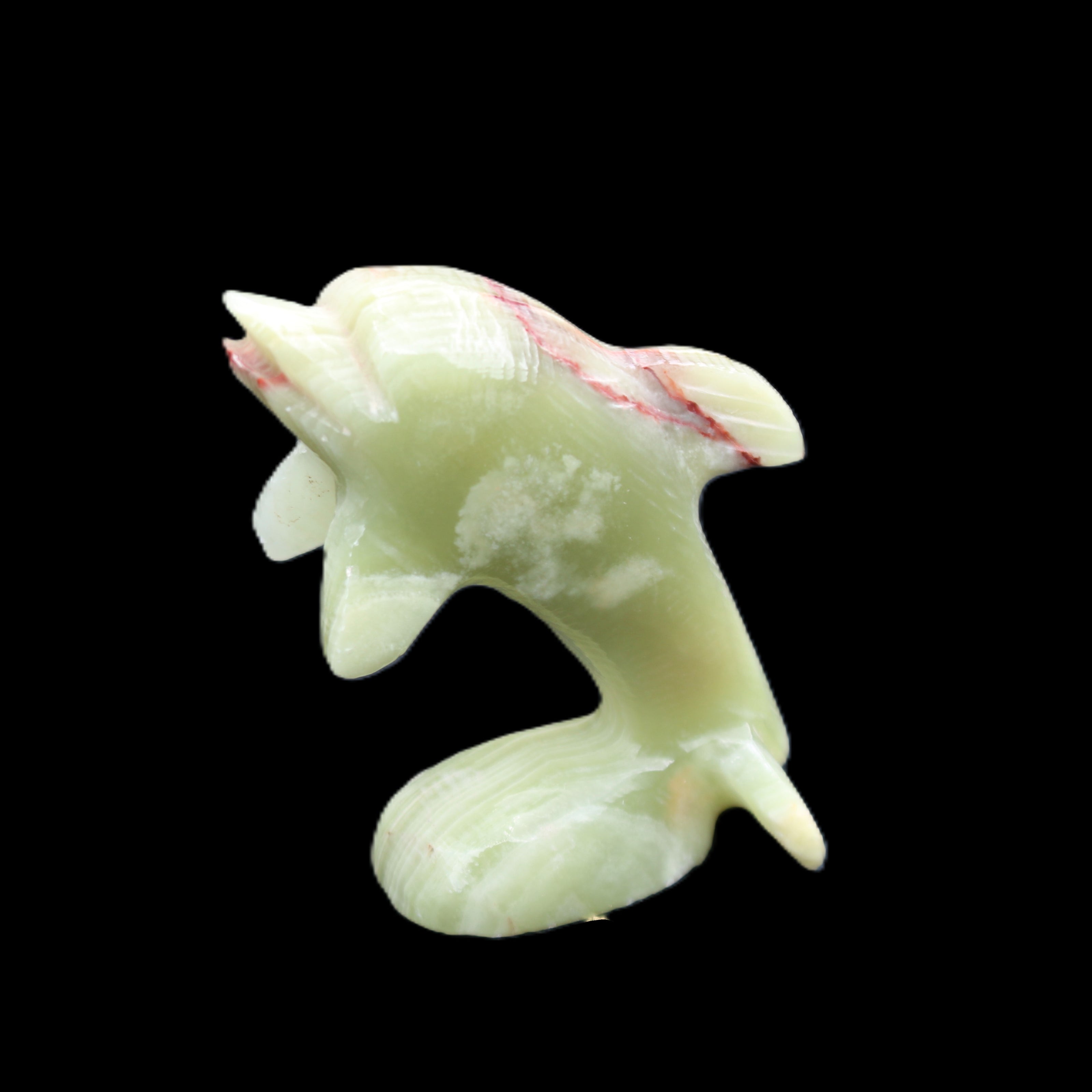 Afghan Jade Leaping Dolphin hand-carved 78*59*30mm 125g in sunlight - Rocks and Things Store