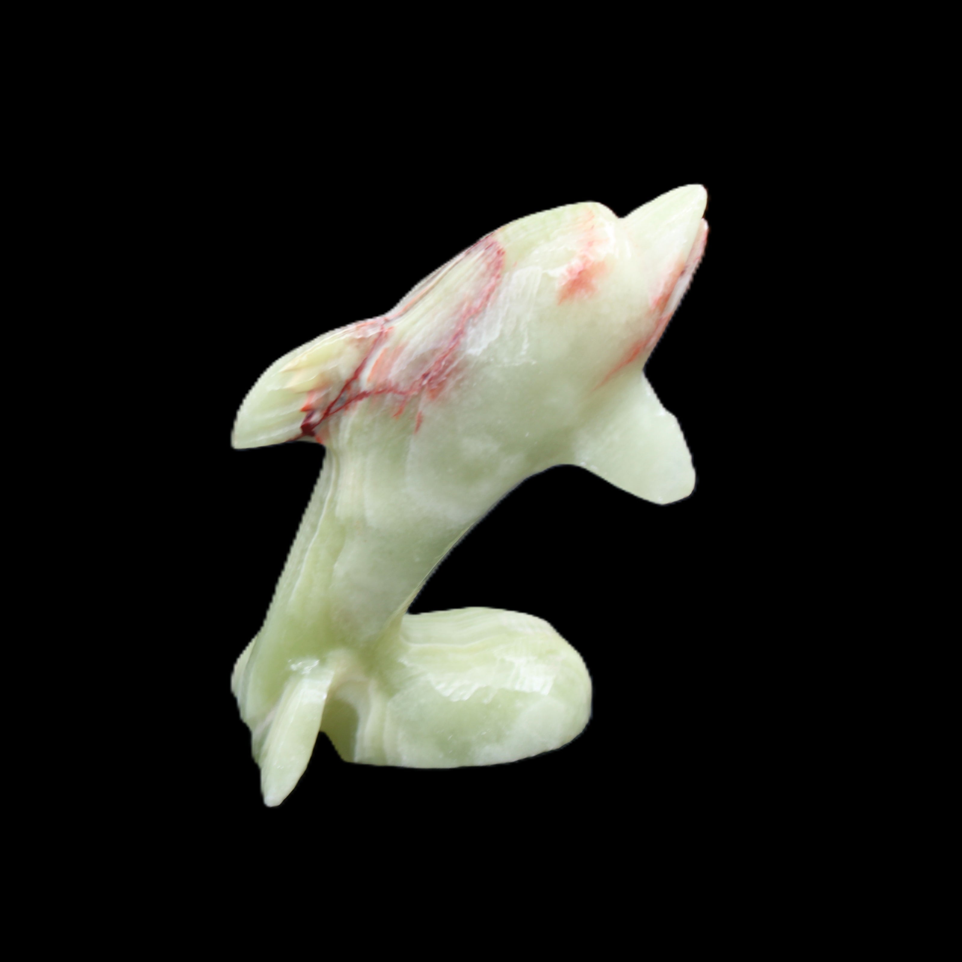 Afghan Jade Leaping Dolphin hand-carved 78*59*30mm 125g in sunlight - Rocks and Things Store