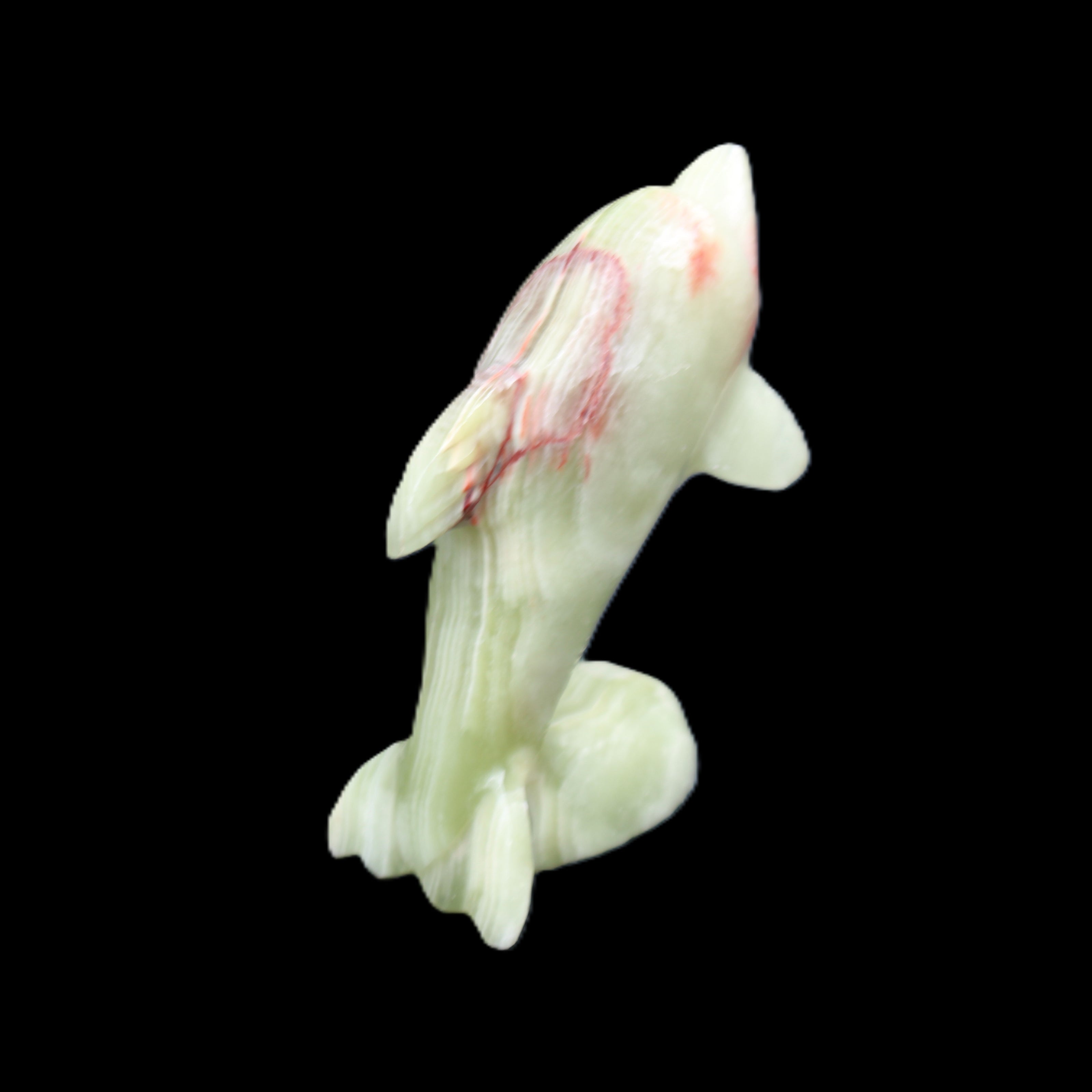 Afghan Jade Leaping Dolphin hand-carved 78*59*30mm 125g in sunlight - Rocks and Things Store