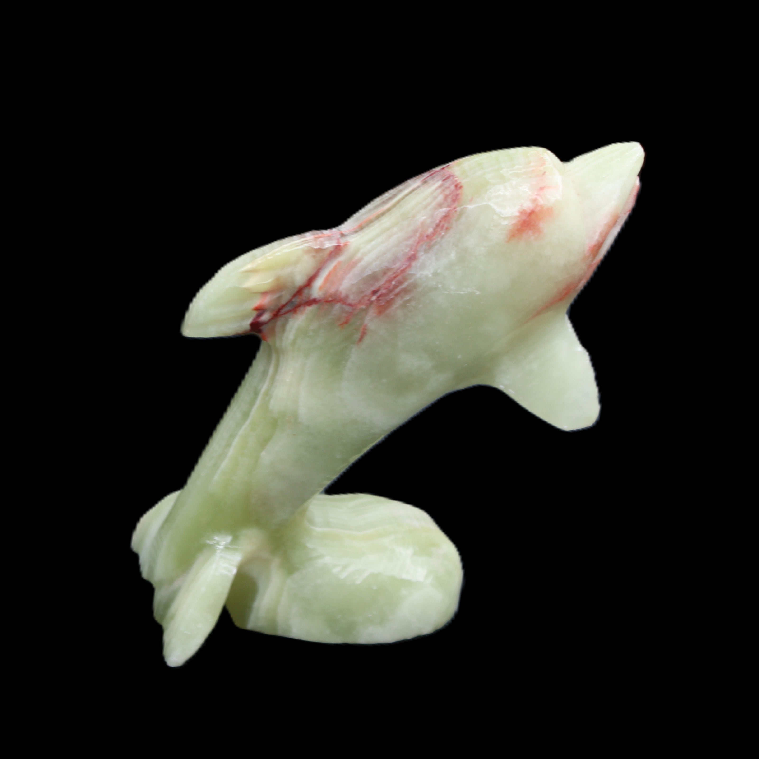 Afghan Jade Leaping Dolphin hand-carved 78*59*30mm 125g in sunlight - Rocks and Things Store