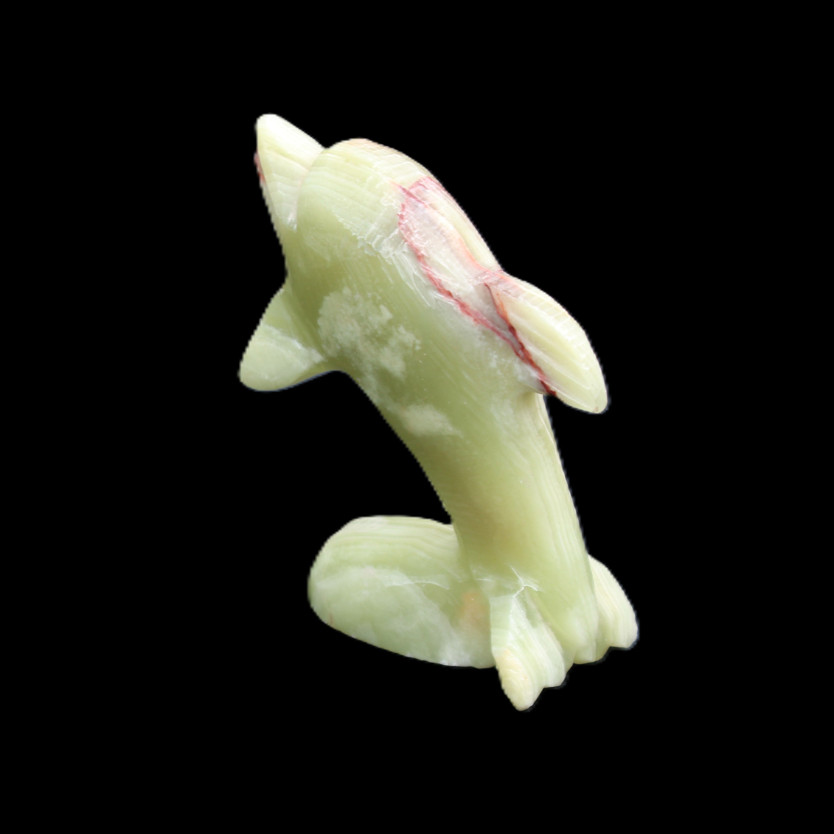 Afghan Jade Leaping Dolphin hand-carved 78*59*30mm 125g in sunlight - Rocks and Things Store