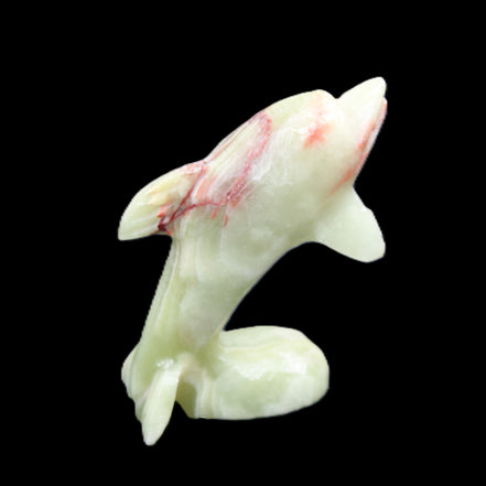 Afghan Jade Leaping Dolphin hand-carved 78*59*30mm 125g in sunlight - Rocks and Things Store