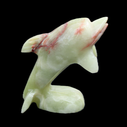 Afghan Jade Leaping Dolphin hand-carved 78*59*30mm 125g in sunlight - Rocks and Things Store