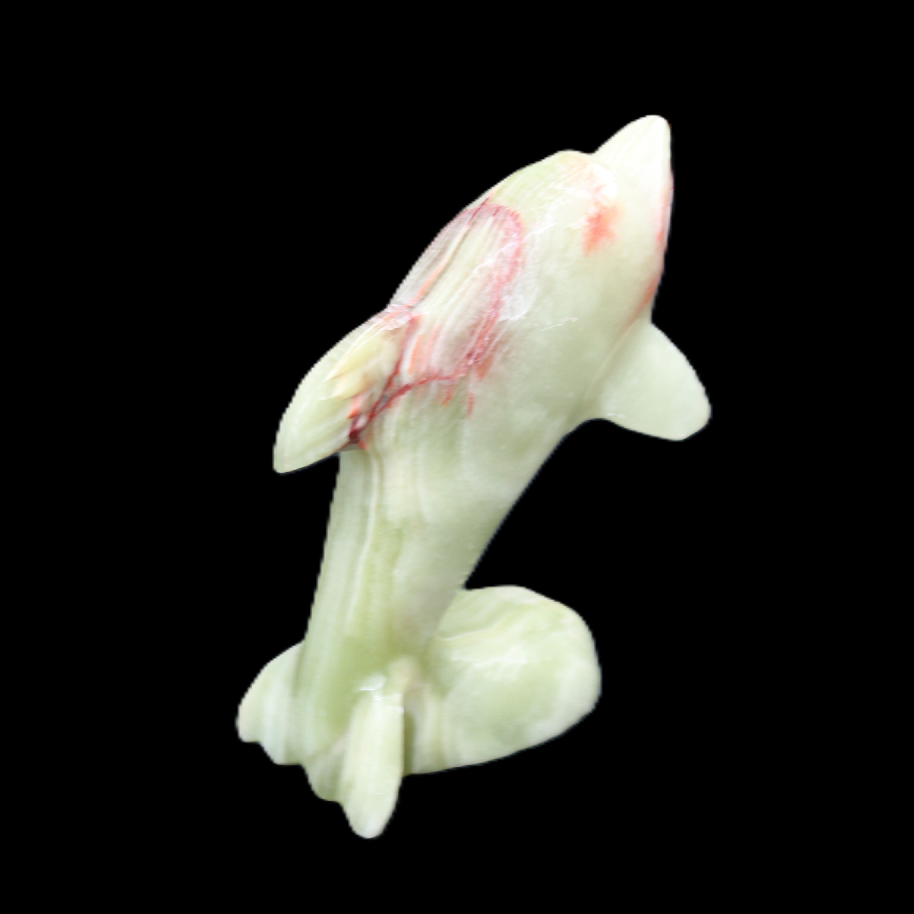 Afghan Jade Leaping Dolphin hand-carved 78*59*30mm 125g in sunlight - Rocks and Things Store