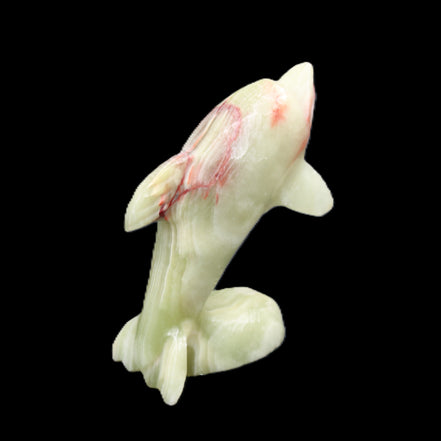 Afghan Jade Leaping Dolphin hand-carved 78*59*30mm 125g in sunlight - Rocks and Things Store