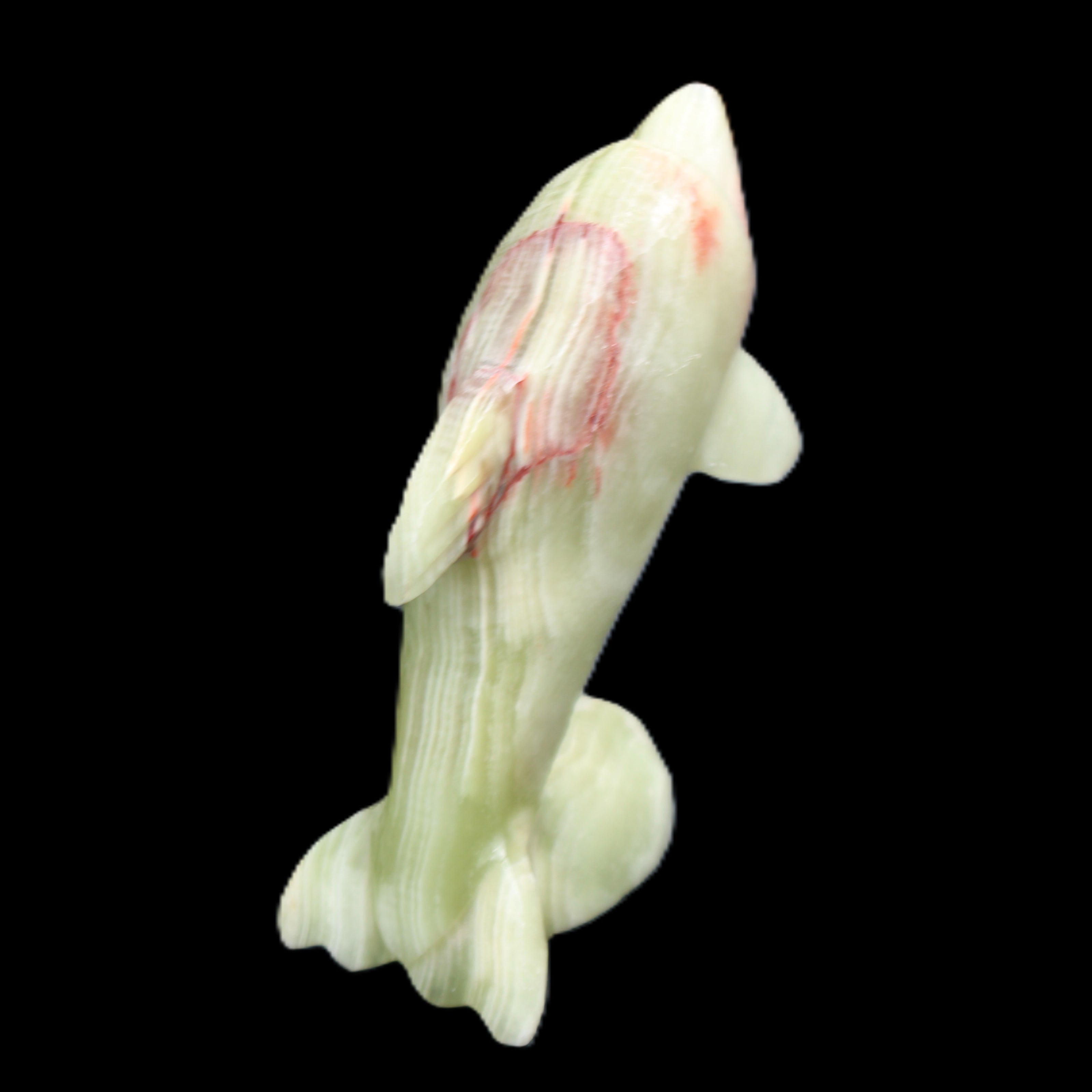 Afghan Jade Leaping Dolphin hand-carved 78*59*30mm 125g in sunlight - Rocks and Things Store