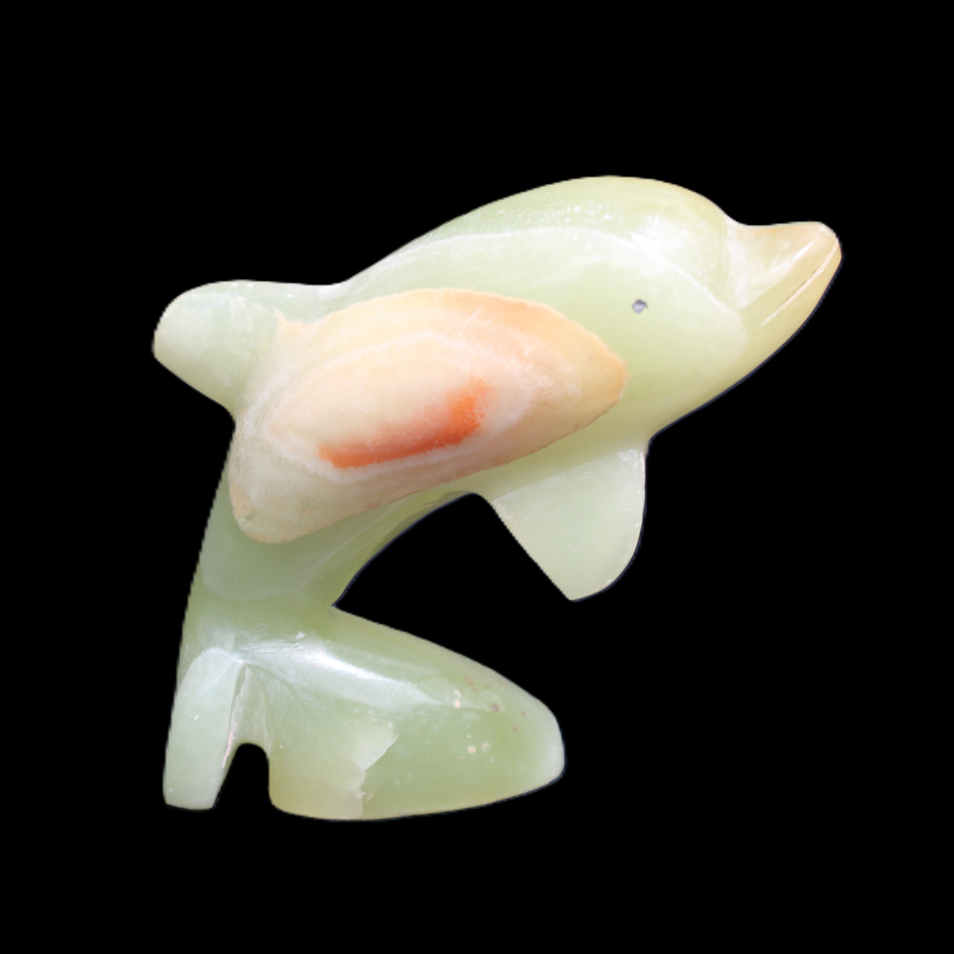 Afghan Jade Leaping Dolphin hand-carved 79*65*27mm 145g in sunlight - Rocks and Things Store
