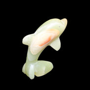 Afghan Jade Leaping Dolphin hand-carved 79*65*27mm 145g in sunlight - Rocks and Things Store