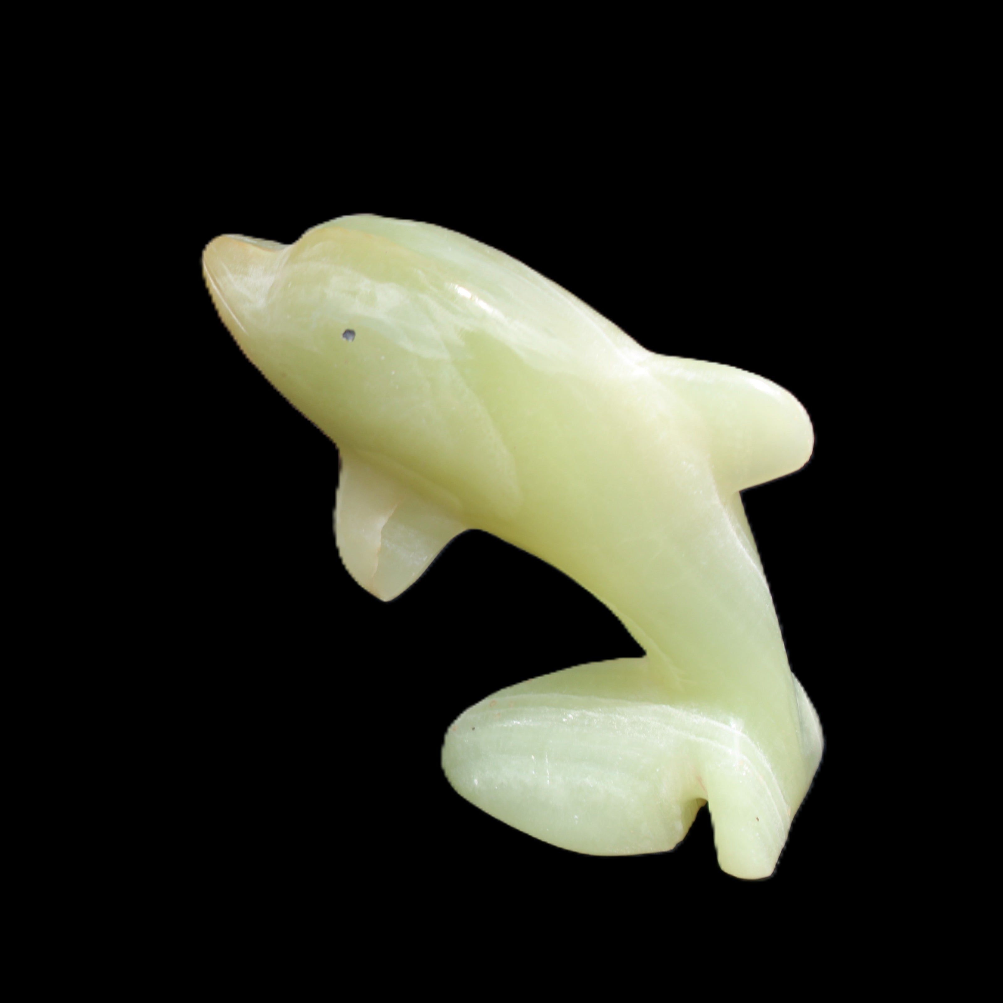Afghan Jade Leaping Dolphin hand-carved 79*65*27mm 145g in sunlight - Rocks and Things Store