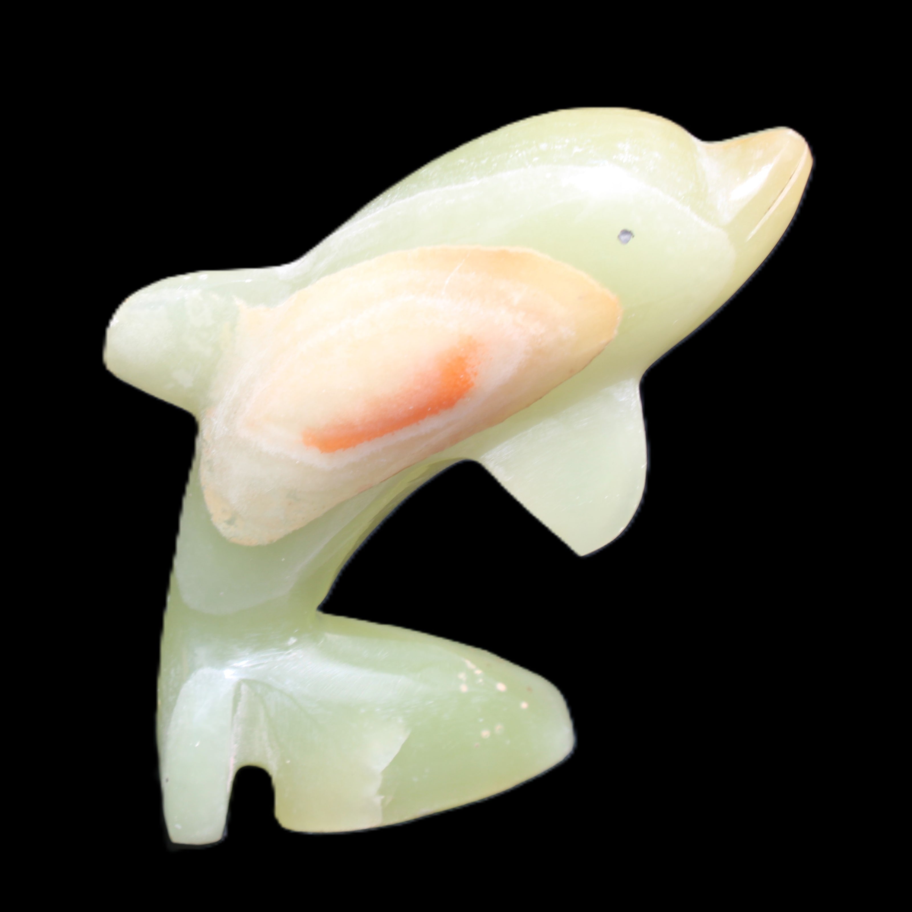 Afghan Jade Leaping Dolphin hand-carved 79*65*27mm 145g in sunlight - Rocks and Things Store