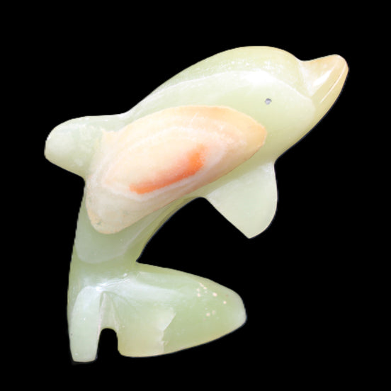 Afghan Jade Leaping Dolphin hand-carved 79*65*27mm 145g in sunlight - Rocks and Things Store