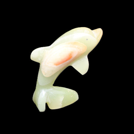 Afghan Jade Leaping Dolphin hand-carved 79*65*27mm 145g in sunlight - Rocks and Things Store