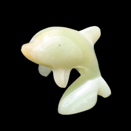 Afghan Jade Leaping Dolphin hand-carved 79*65*27mm 145g in sunlight - Rocks and Things Store