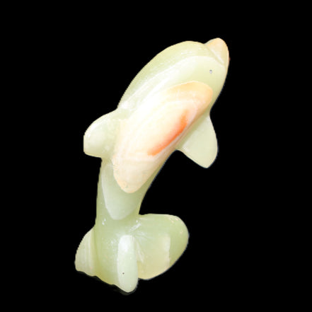 Afghan Jade Leaping Dolphin hand-carved 79*65*27mm 145g in sunlight - Rocks and Things Store