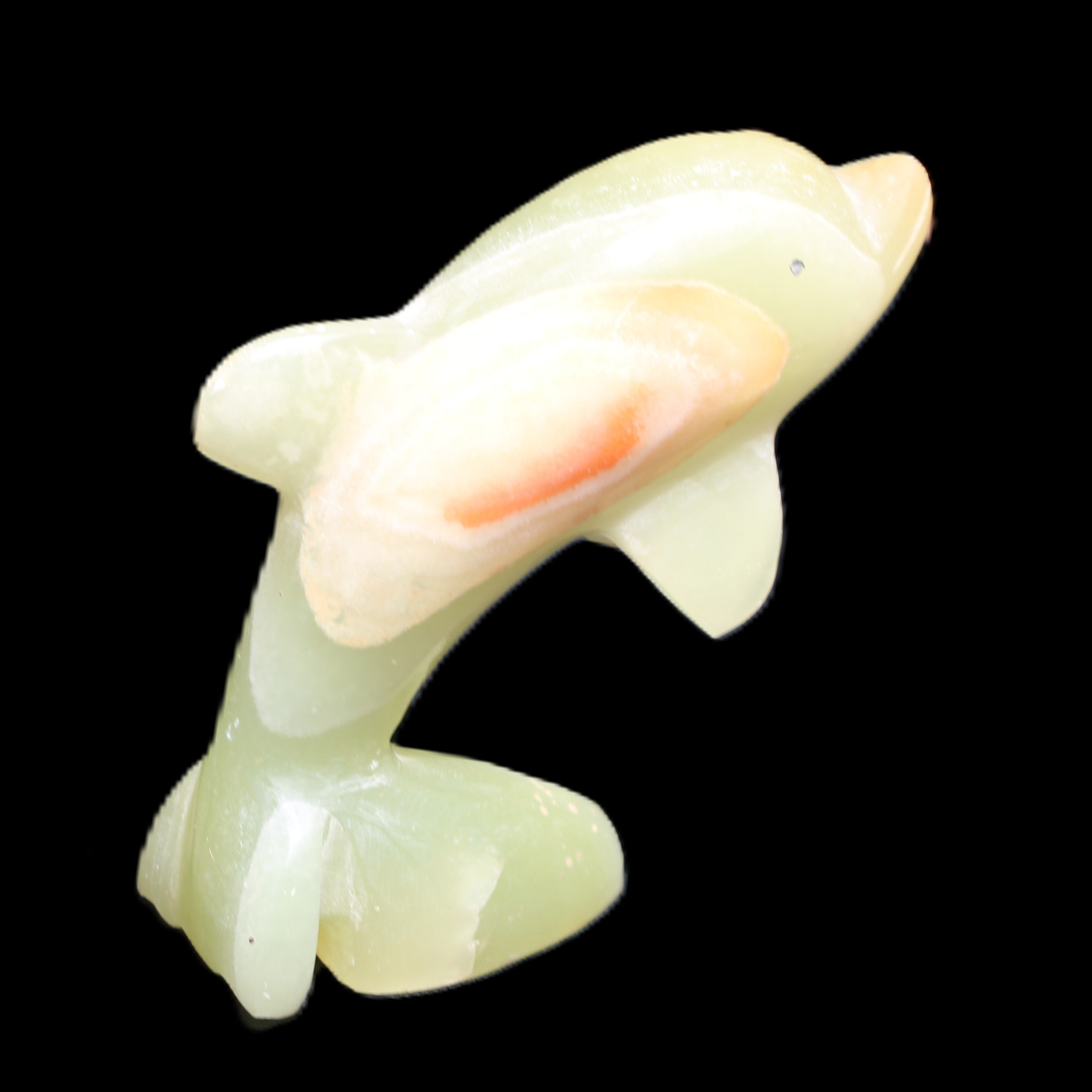 Afghan Jade Leaping Dolphin hand-carved 79*65*27mm 145g in sunlight - Rocks and Things Store